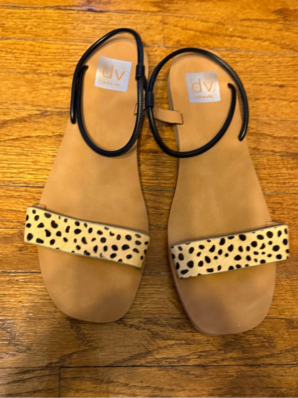 DV by Dolce Vita Leopard Print and Black Strap Sandals